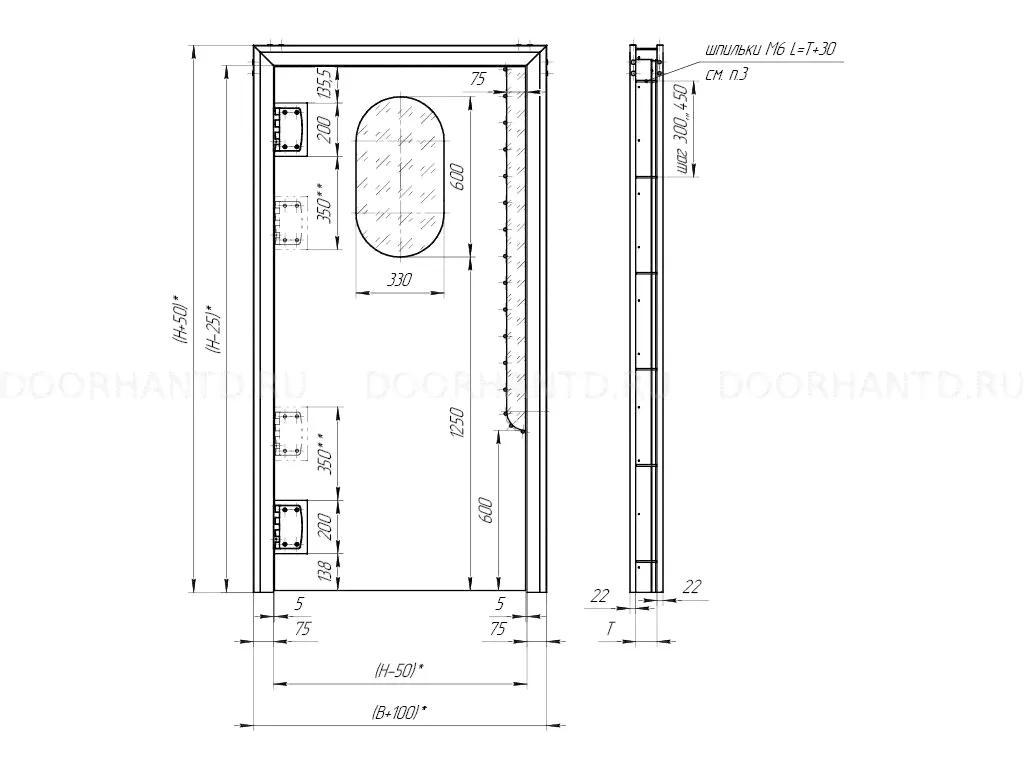 Маятниковая распашная дверь DoorHan ширина 1200 высота 2800