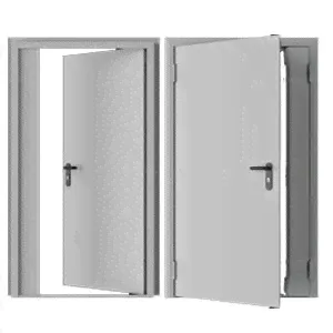 Дверь DoorHan/1650/2050/Противопож.EI60/двухств./глухая/глад./глад./RAL7035/лев./угл. рама, DPG60/1650/2050/7035/L/N-0